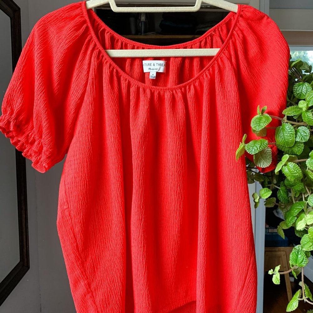 Madewell Texture & Thread Puff-Sleeve Top